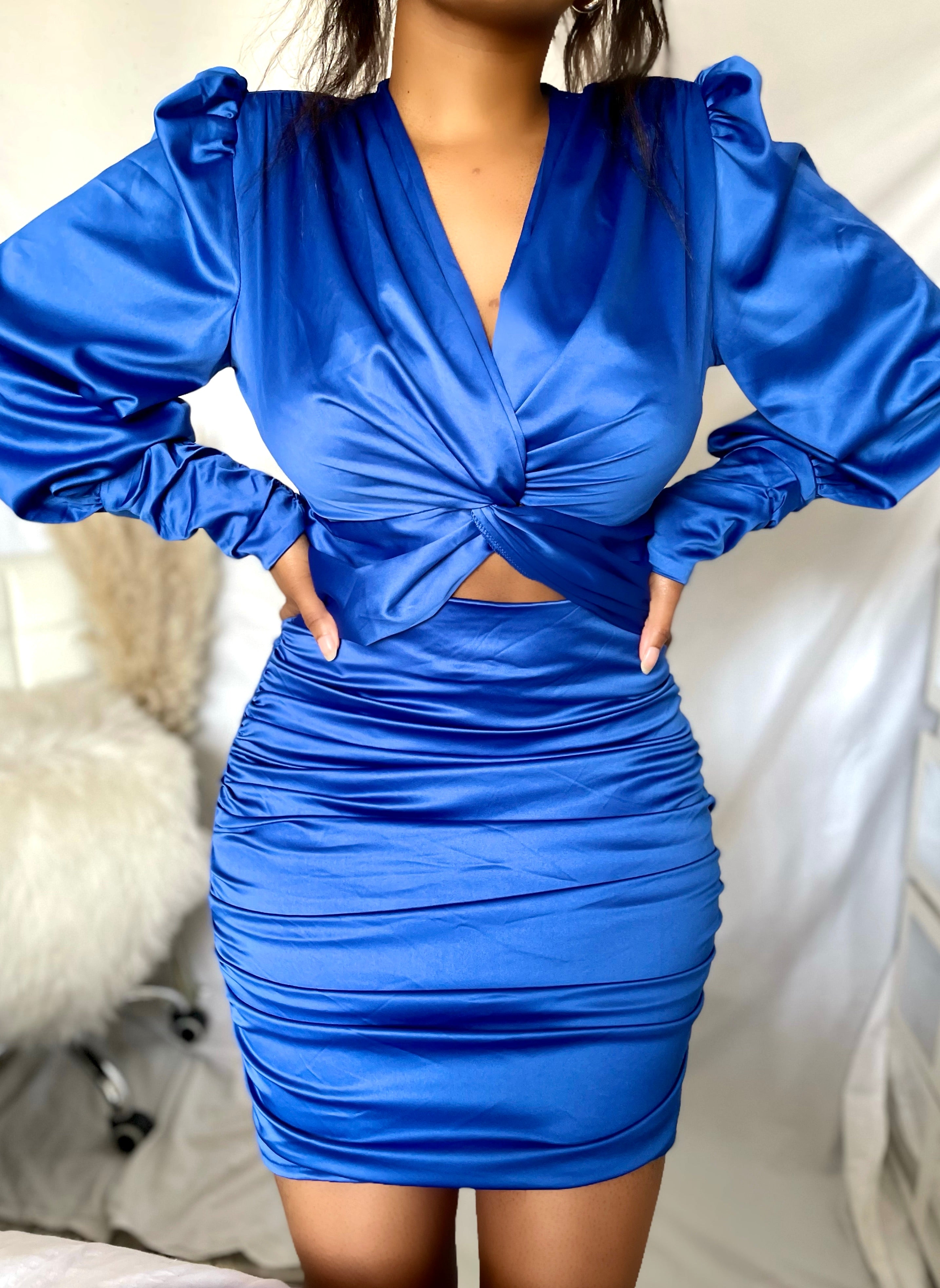 Royal Blue Satin Mini Dress – Soul ...